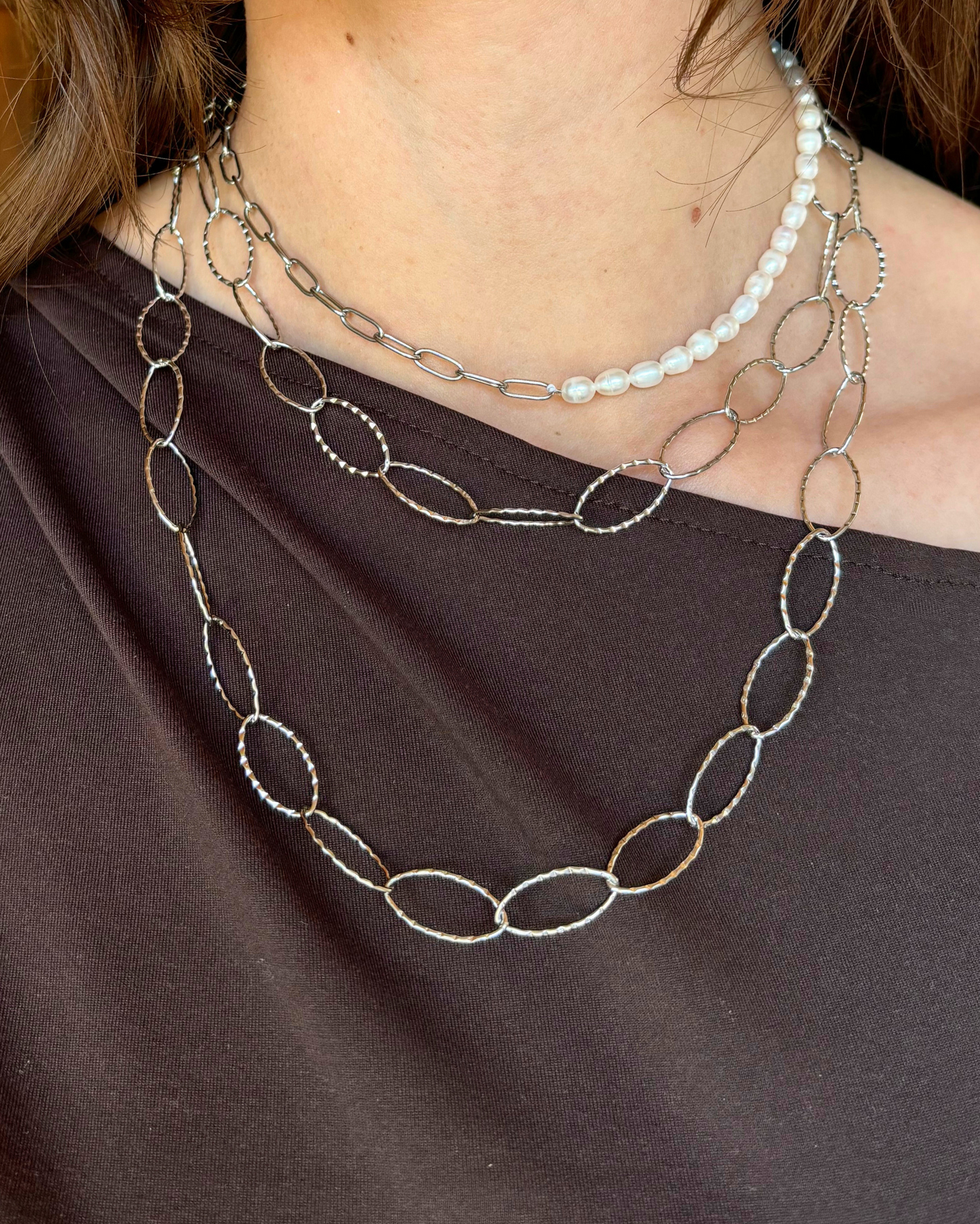 Parel schakel ketting