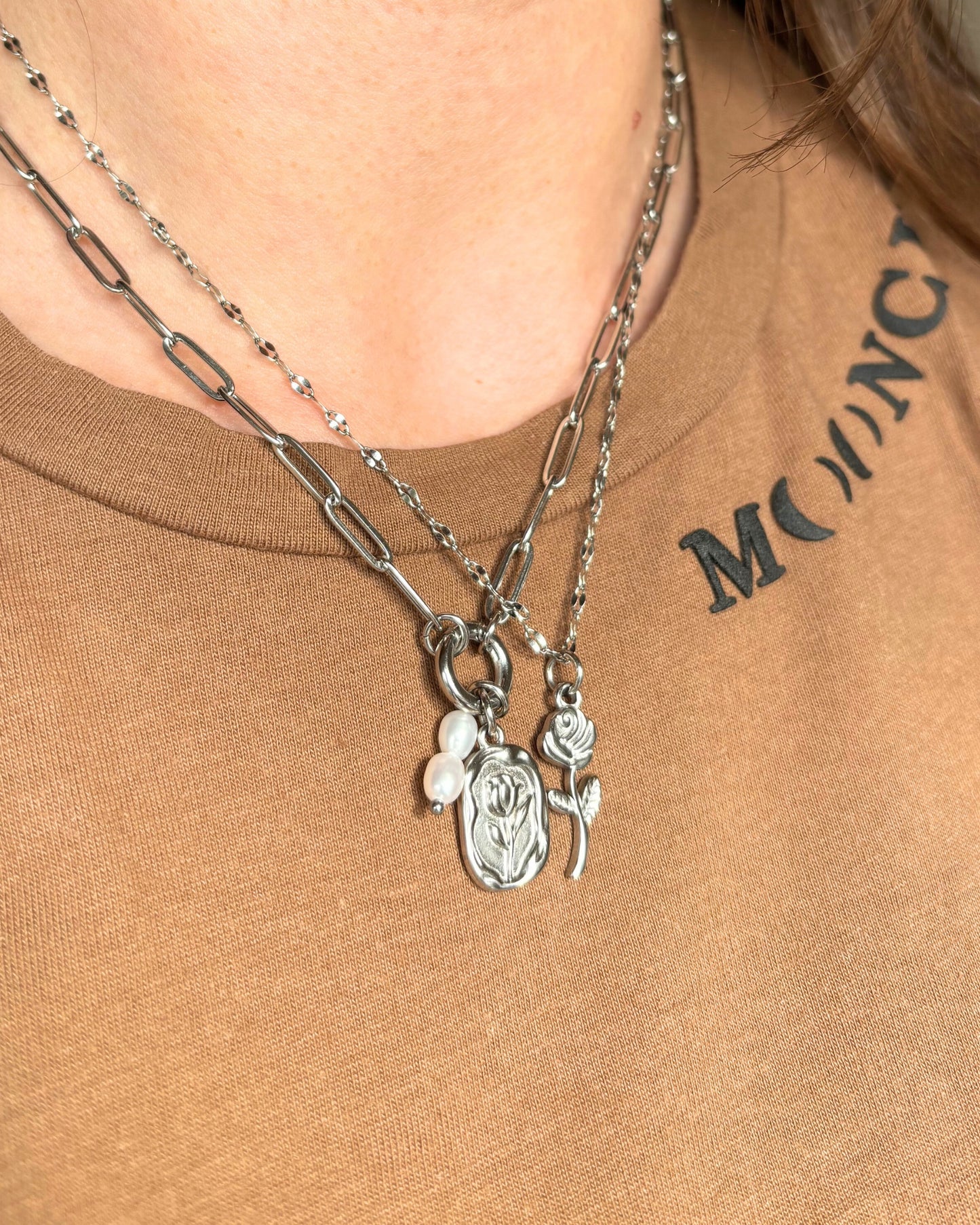 Bedel ketting/ armband - grote roos