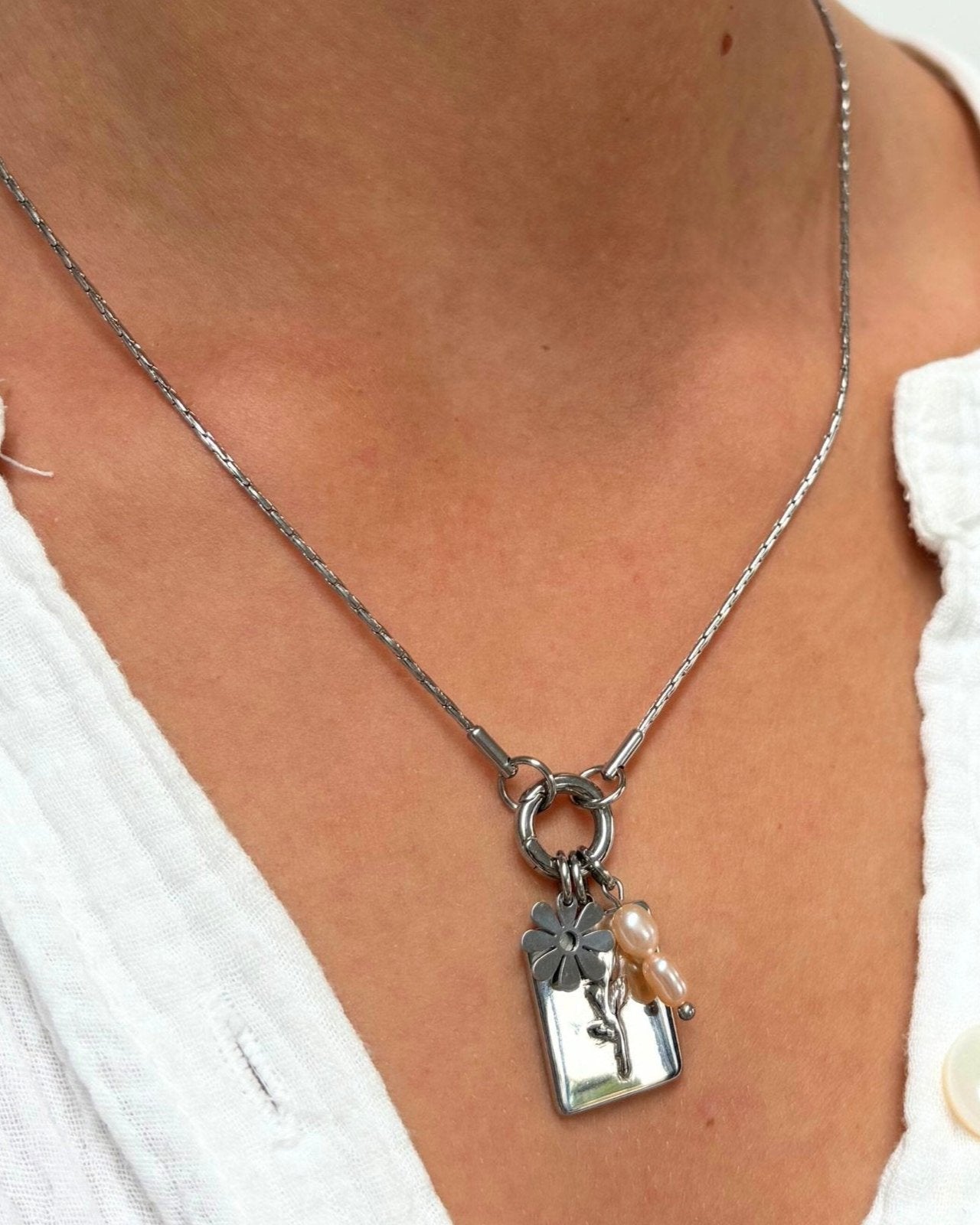 Bedel ketting / armband - Munt met roos