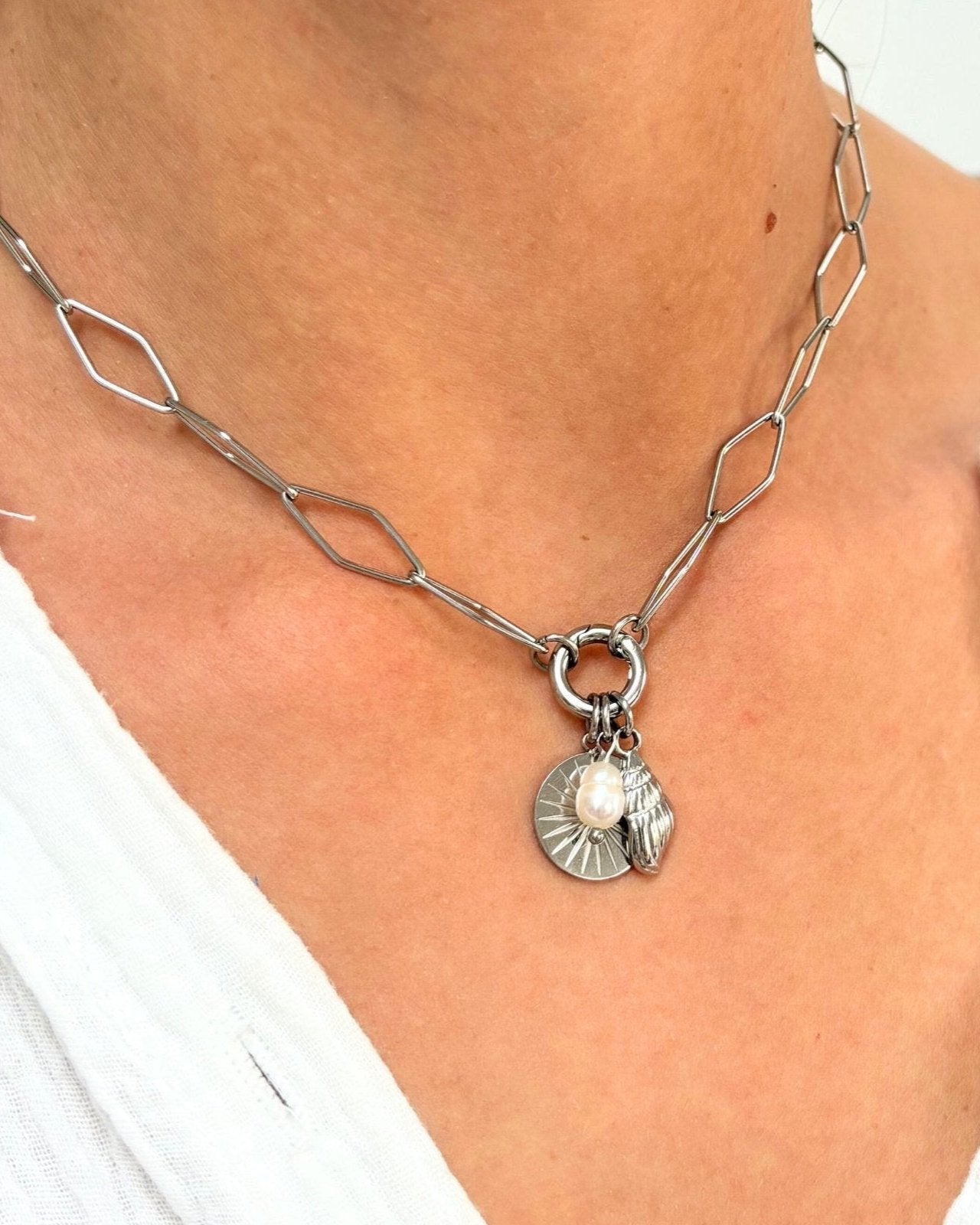 Bedel ketting / armband - stralen met diamant