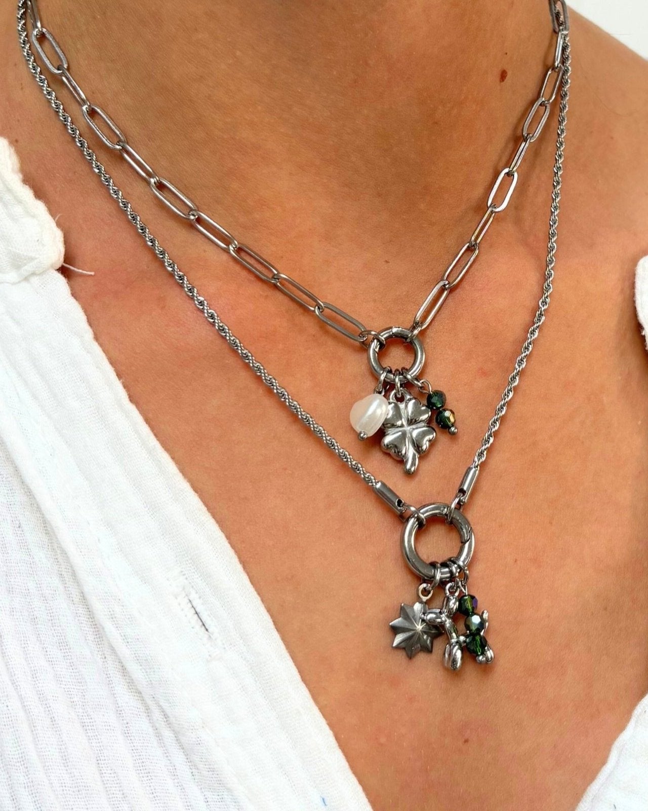 Bedel ketting / armband - klavertje vier