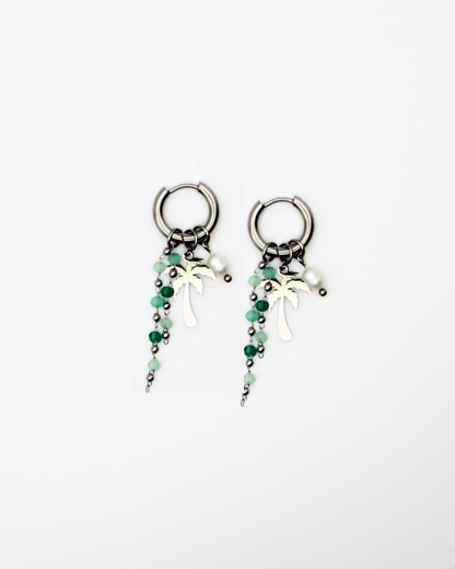 Groene oorbellen met palmboom