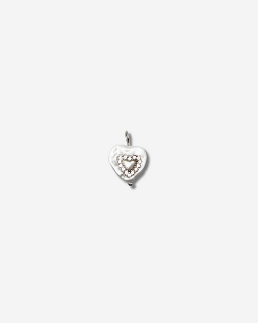 Bedel - hartjes parel met diamantjes