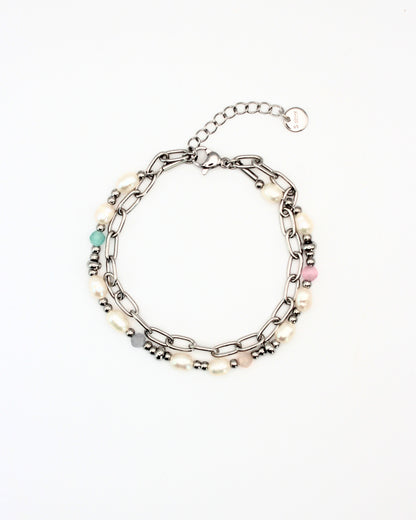 Groene en parelarmband set
