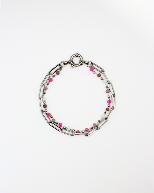 Armband met roze kraaltjes