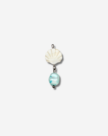 Bedel - witte schelp en blauwe kraal