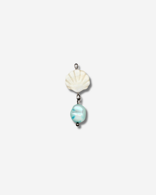 Bedel - witte schelp en blauwe kraal