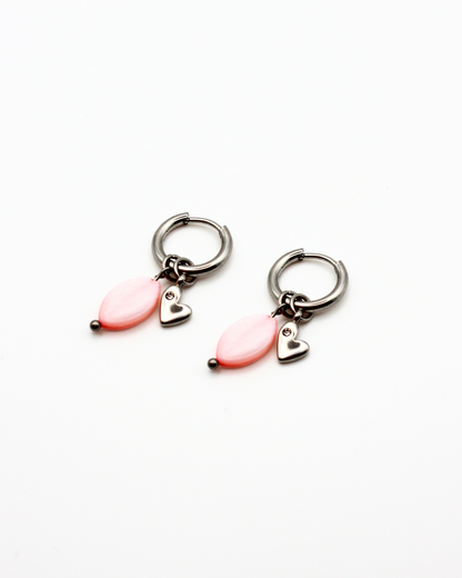 Roze oorbellen met hartje