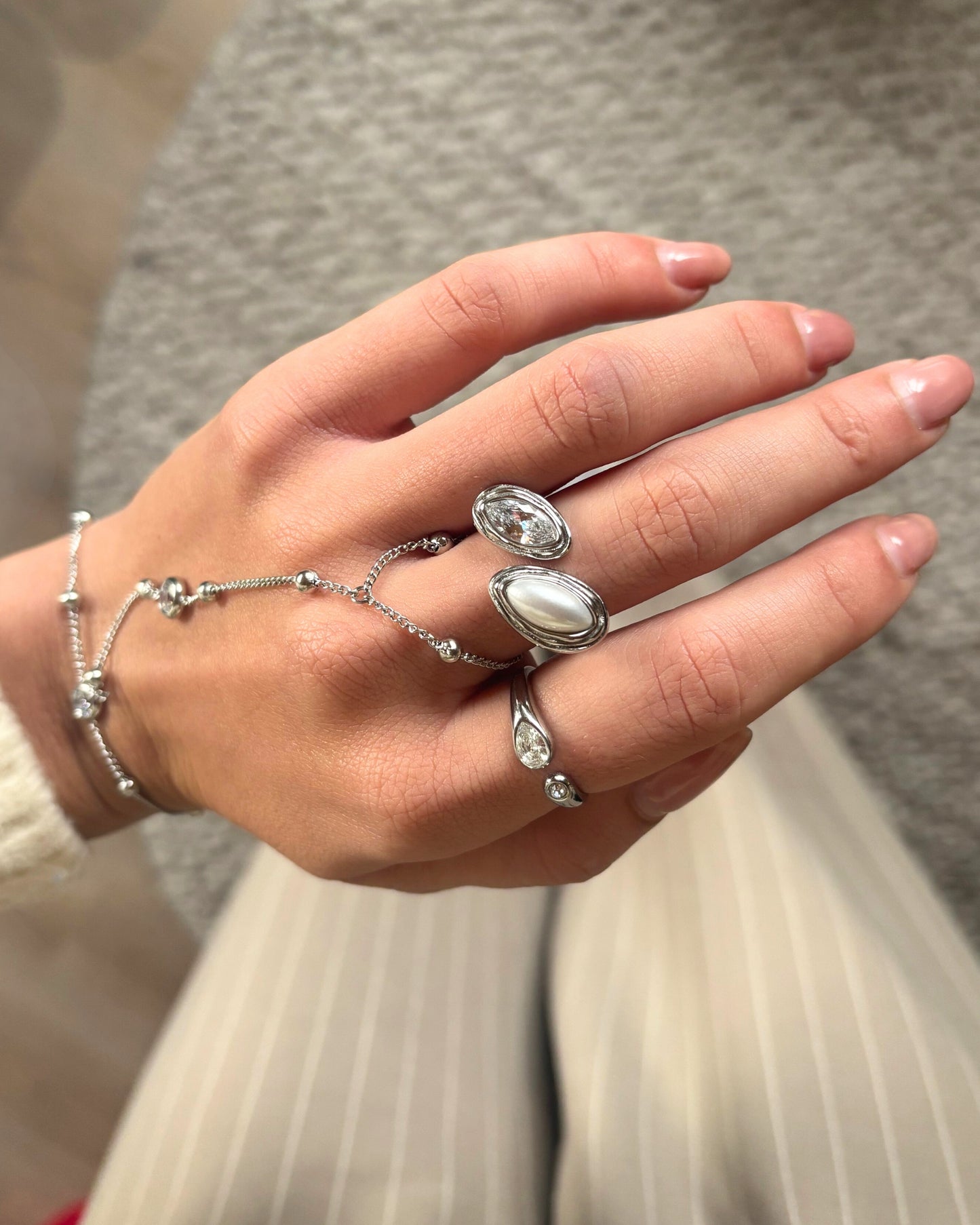 Diamand en parel ring