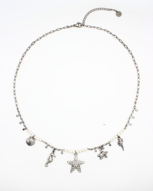 Bedelketting met zeedieren en parels
