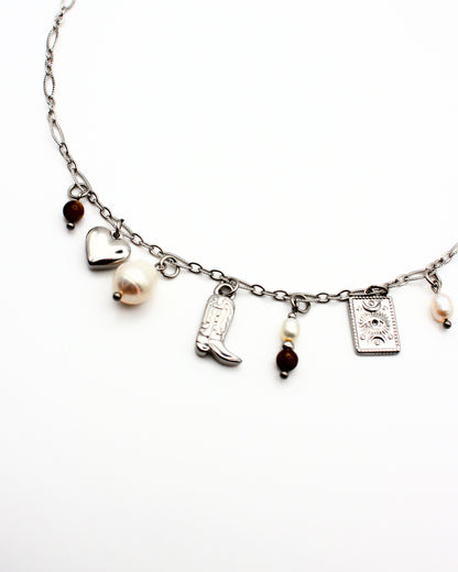 Brown western charm necklace