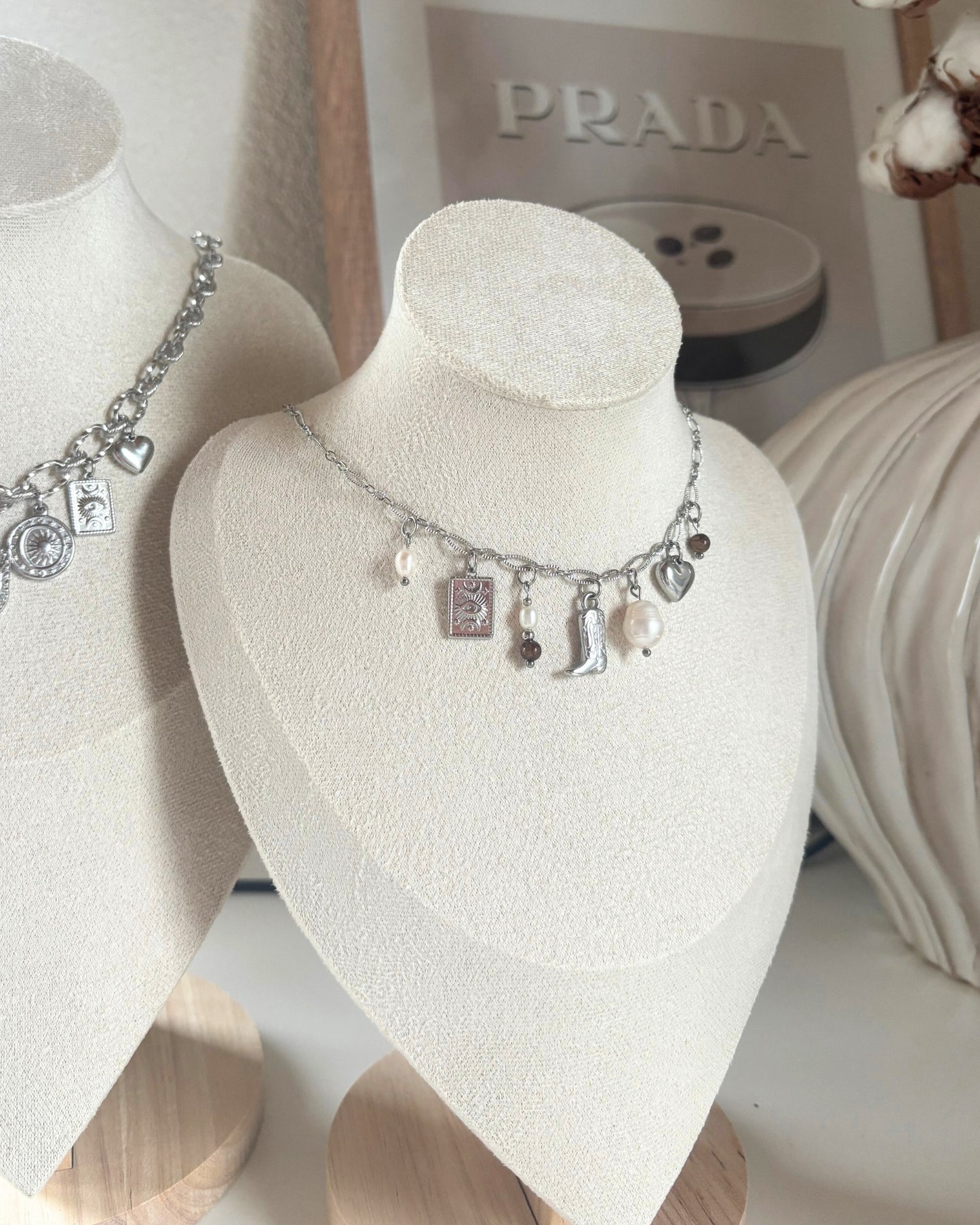 Brown western charm necklace