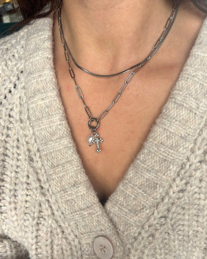 Bedel ketting/ armband - kruis met diamanten