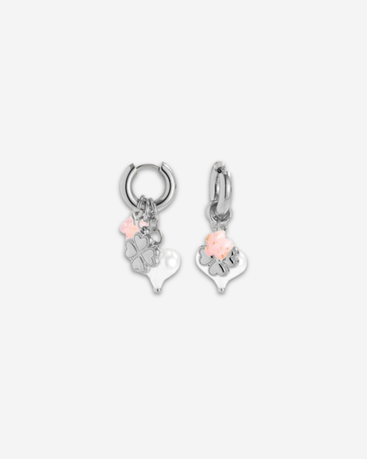 Pink flower oorbellen