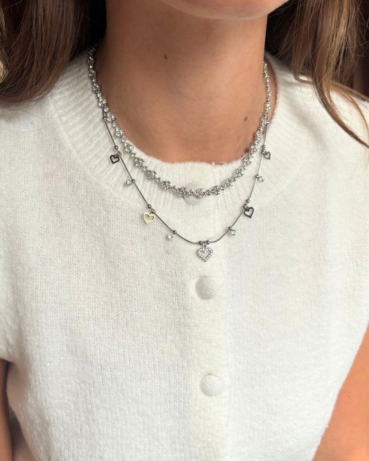 Hartjes en diamantjes ketting