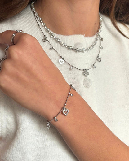 Hartjes en diamantjes armband