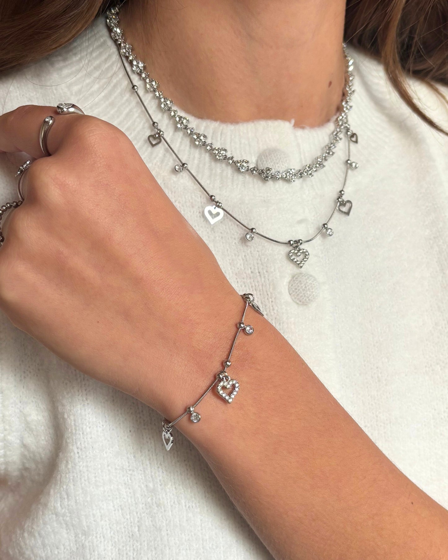 Hartjes en diamantjes ketting